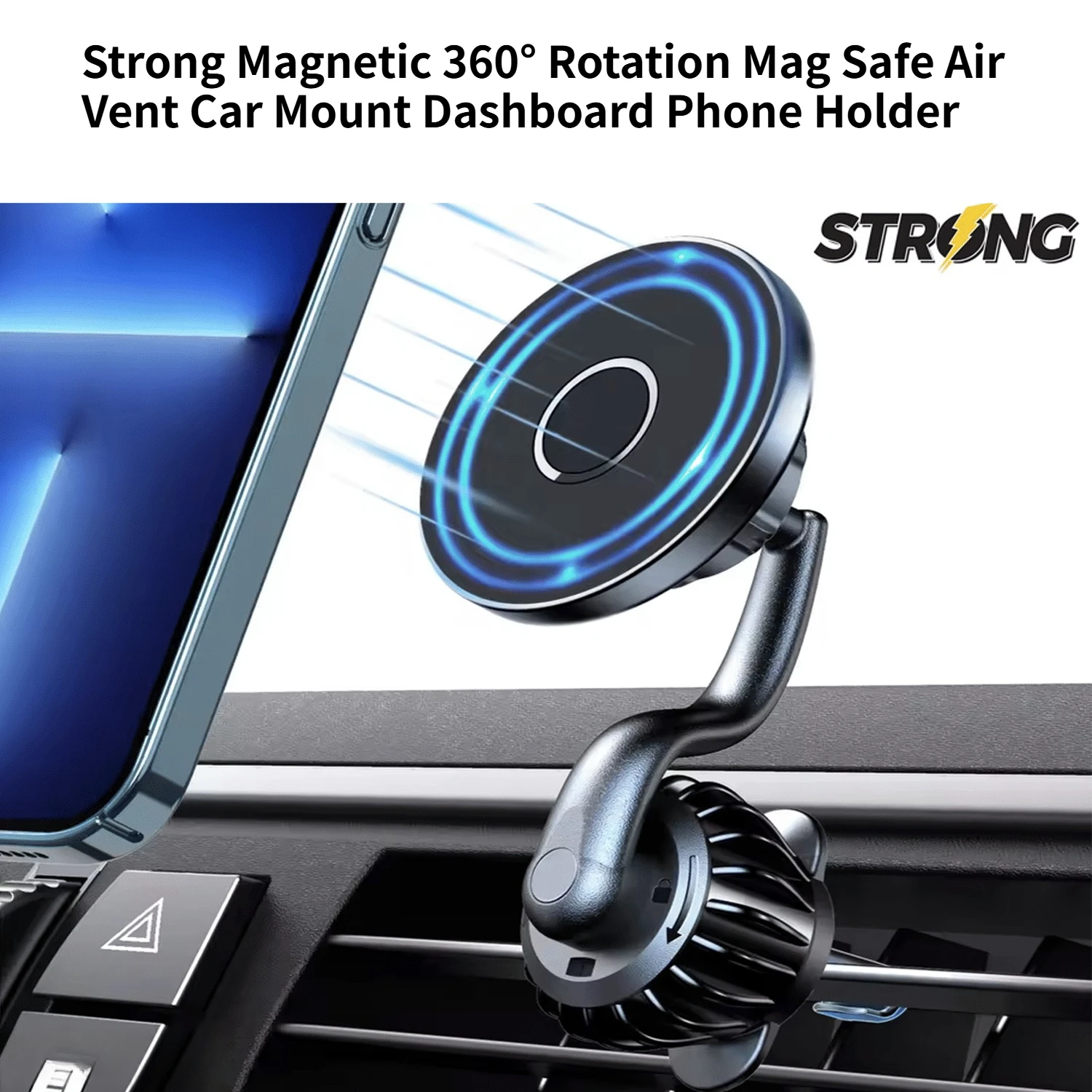 360° Magnetic MagSafe Car Phone Mount for Vent - Image 1