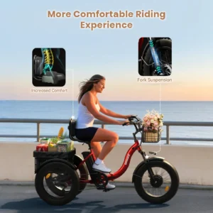 QRONGE 960W Folding Electric Trike, 36V 13.5Ah - Thumbnail Image 5