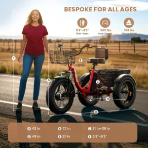 QRONGE 960W Folding Electric Trike, 36V 13.5Ah - Thumbnail Image 6