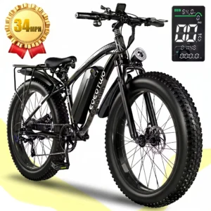 EOEOTWO 1000W Fat Tire Electric Bike, 34 MPH - Thumbnail Image 9