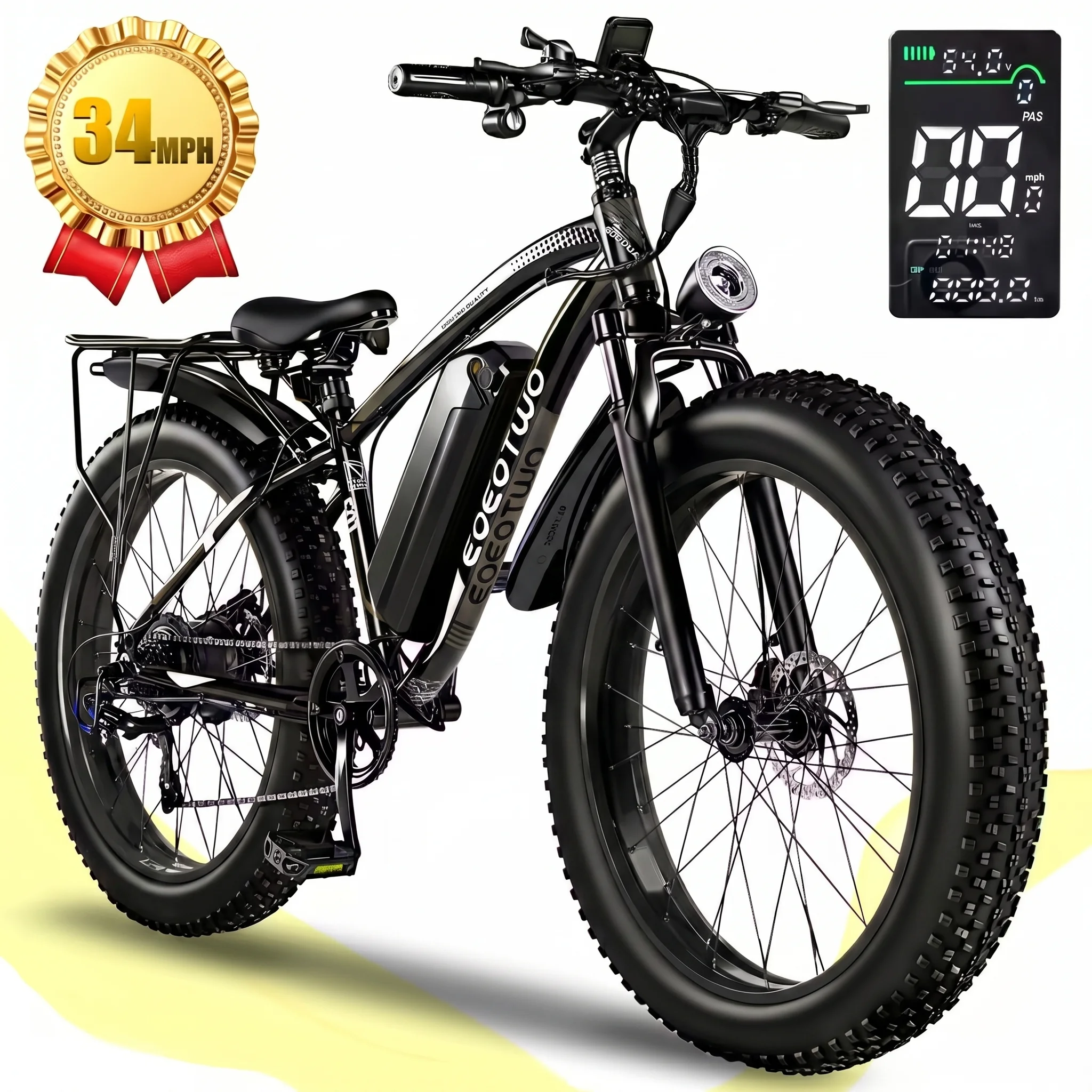 EOEOTWO 1000W Fat Tire Electric Bike, 34 MPH - Image 9