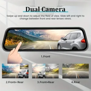 9.66" 4K Dual Lens Mirror Dash Cam IPS Touch Screen - Thumbnail Image 2