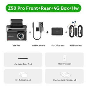 DDPAI Z50 Pro 4K Front Rear Dash Cam WiFi GPS - Thumbnail Image 8