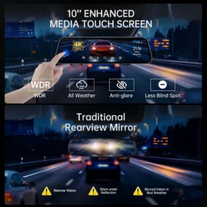 9.66" 4K Dual Lens Mirror Dash Cam - Thumbnail Image 3