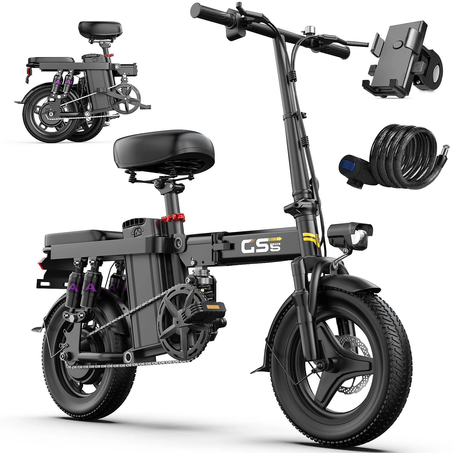 UPlee GS5 740W Folding E-Bike, 48V 15Ah, 20+MPH - Image 2