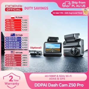 DDPAI Z50 Pro 4K Front Rear Dash Cam WiFi GPS