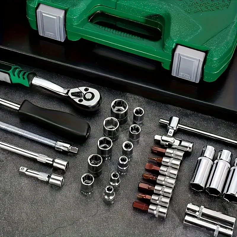 53-Piece Professional Car Repair Tool Kit, Socket Set - Image 6