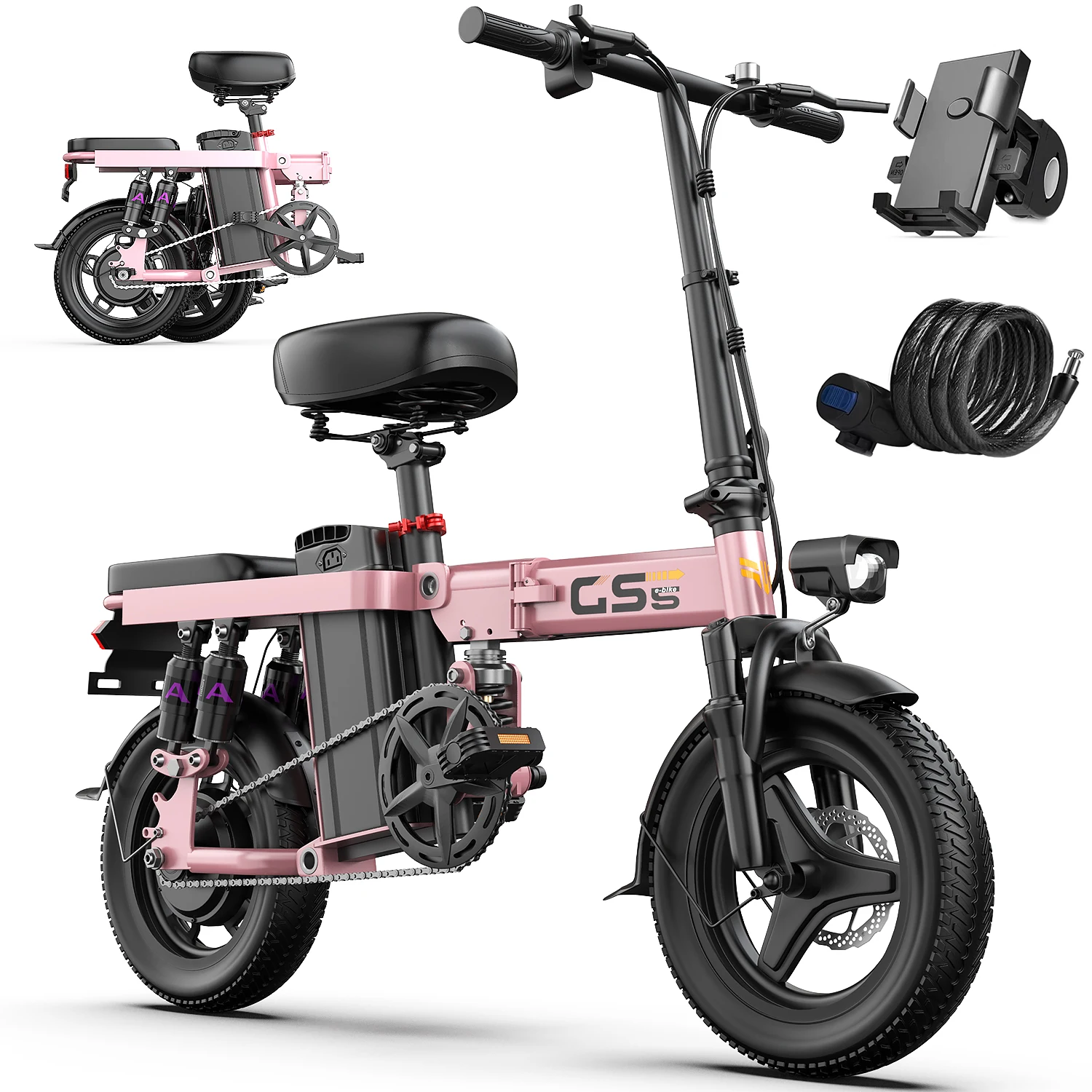 UPlee GS5 740W Folding E-Bike, 48V 15Ah, 20+MPH - Image 4