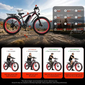 EOEOTWO 1000W Fat Tire Electric Bike, 34 MPH - Thumbnail Image 8