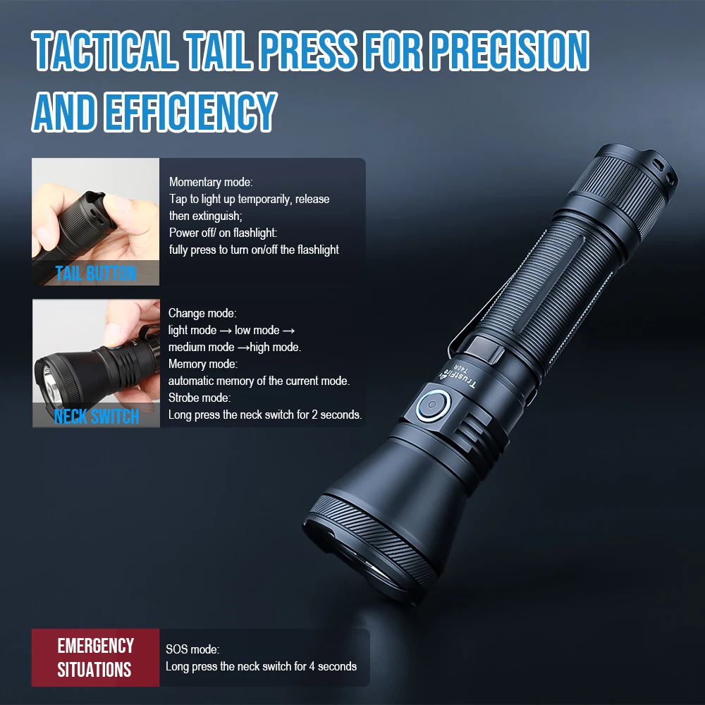 TrustFire T40R 1800LM Tactical LED Flashlight - Image 4