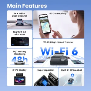 DDPAI Z50 Pro 4K Front Rear Dash Cam WiFi GPS - Thumbnail Image 2