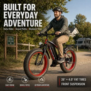 EOEOTWO 1000W Fat Tire Electric Bike, 34 MPH - Thumbnail Image 4