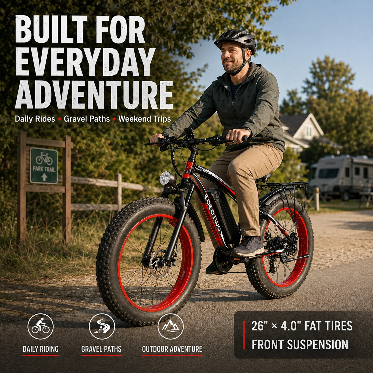 EOEOTWO 1000W Fat Tire Electric Bike, 34 MPH - Image 4