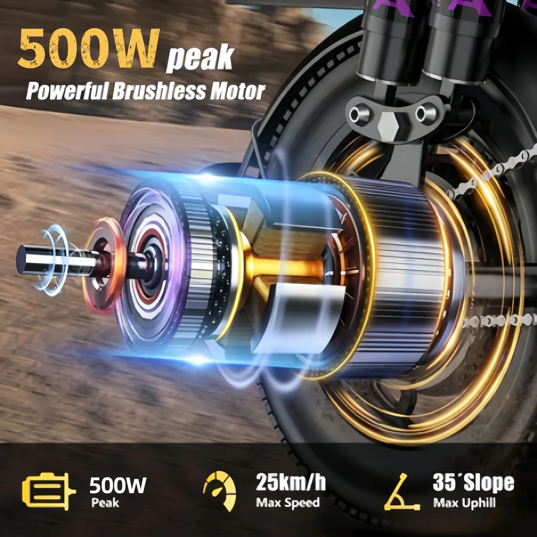 500W Folding Electric Bike, 48V 15Ah Battery - Image 2