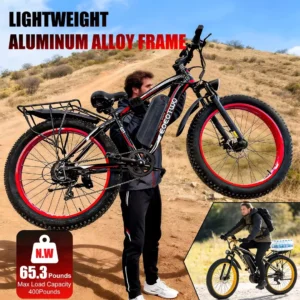 EOEOTWO 1000W Fat Tire Electric Bike, 34 MPH - Thumbnail Image 6