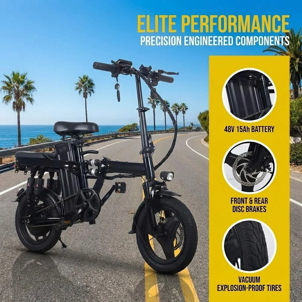 400W Folding Electric Bike, 48V 15Ah Battery - Image 1