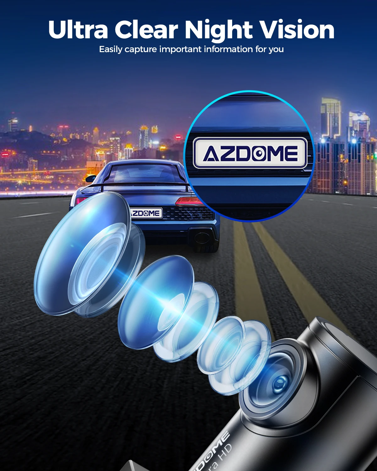 AZDOME M300S 4K Front Rear Dash Cam WiFi GPS - Image 5