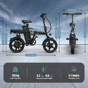 500W Folding Electric Bike, 48V 15Ah Battery - Thumbnail Image 8