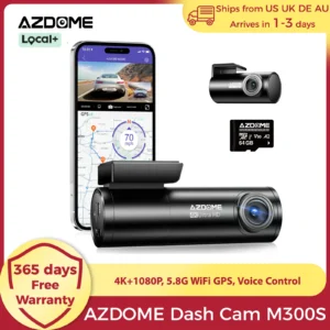 AZDOME M300S 4K Front Rear Dash Cam WiFi GPS