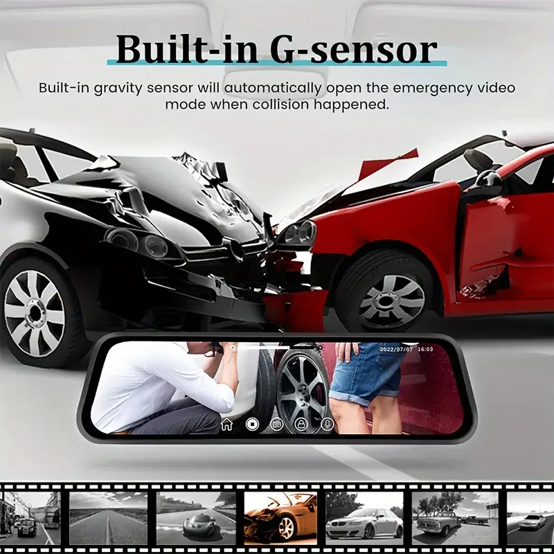 9.66" 4K Dual Lens Mirror Dash Cam IPS Touch Screen - Image 5
