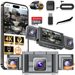 4K 360° 4-Channel Dash Cam WiFi GPS