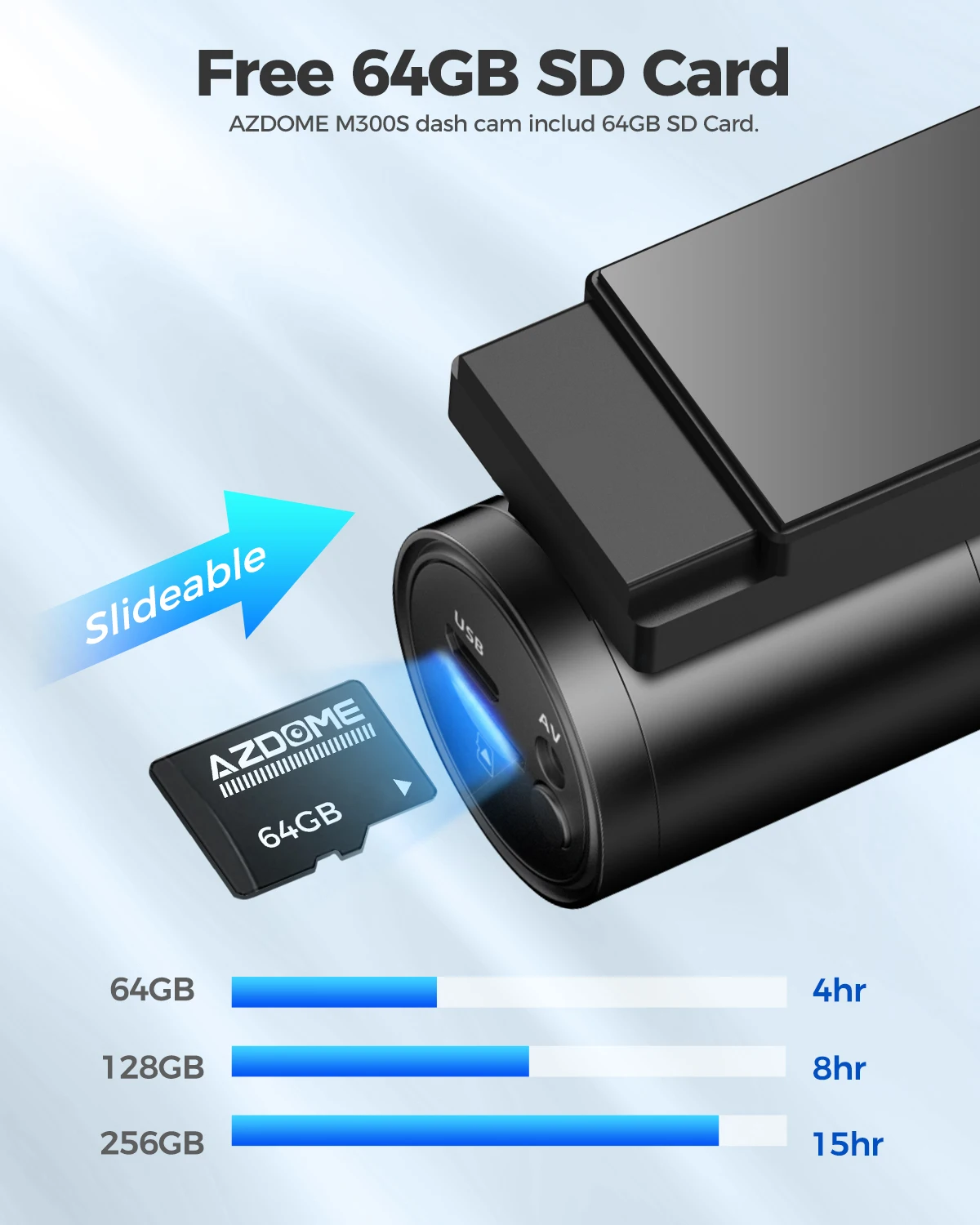 AZDOME M300S 4K Front Rear Dash Cam WiFi GPS - Image 6