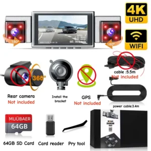 4K 360° 4-Channel Dash Cam WiFi GPS - Thumbnail Image 9