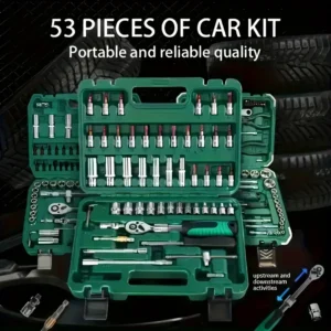 53-Piece Professional Car Repair Tool Kit, Socket Set - Thumbnail Image 2