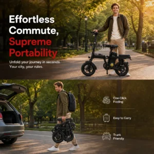 500W Folding Electric Bike, 48V 15Ah Battery - Thumbnail Image 3