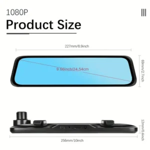 9.66" 4K Dual Lens Mirror Dash Cam IPS Touch Screen - Thumbnail Image 6