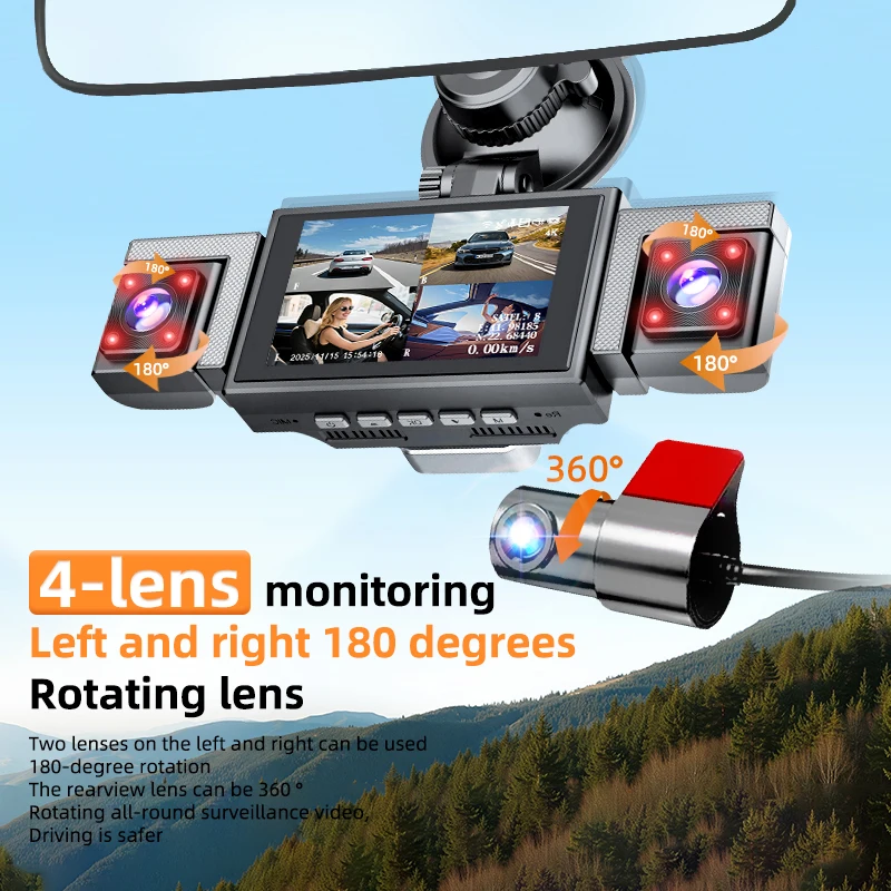 4K 360° 4-Channel Dash Cam WiFi GPS - Image 4