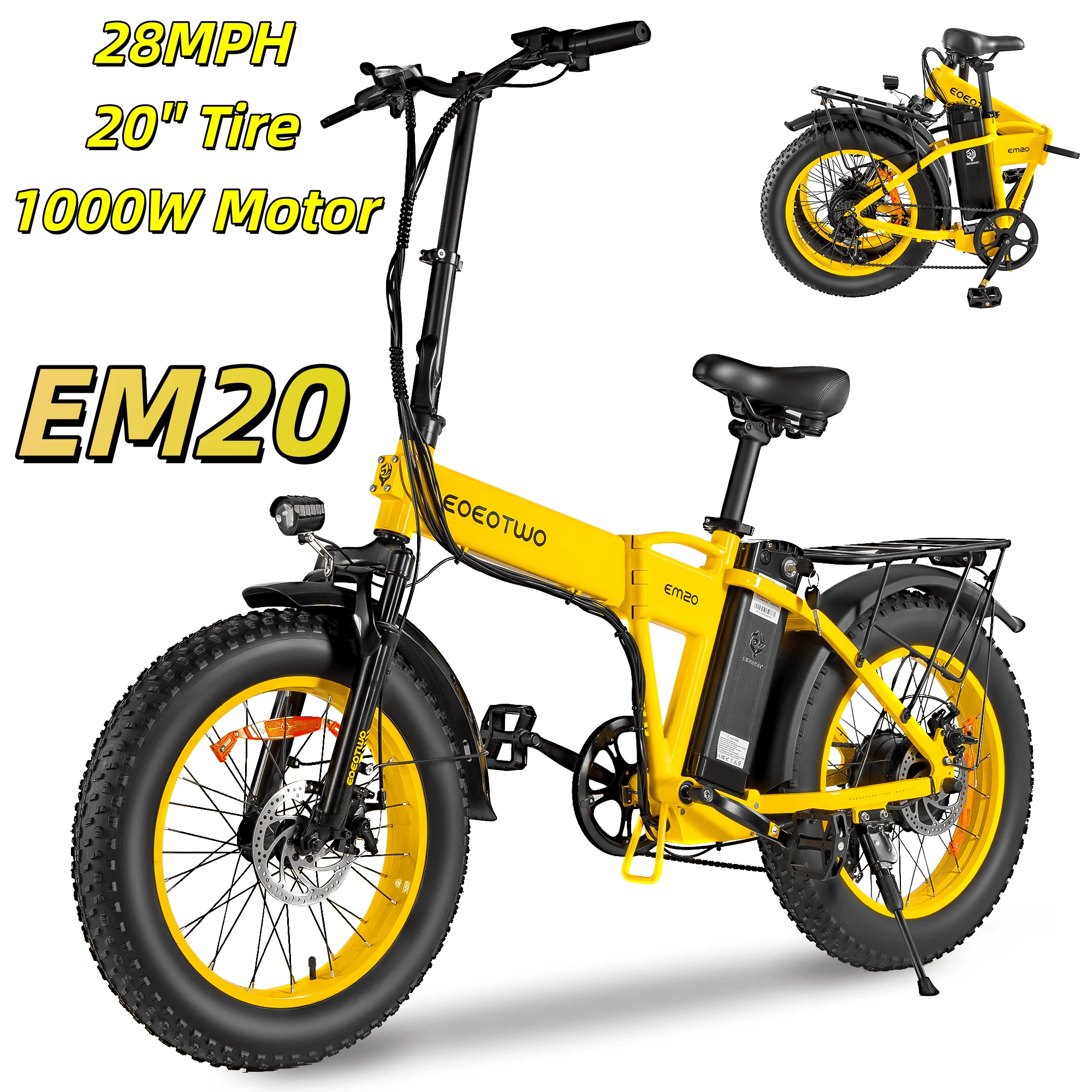 EOEOTWO 1000W Fat Tire Electric Bike, 34 MPH - Image 12