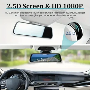 9.66" 4K Dual Lens Mirror Dash Cam IPS Touch Screen - Thumbnail Image 4