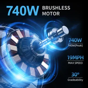 UPlee GS5 740W Folding E-Bike, 48V 15Ah, 20+MPH - Thumbnail Image 5
