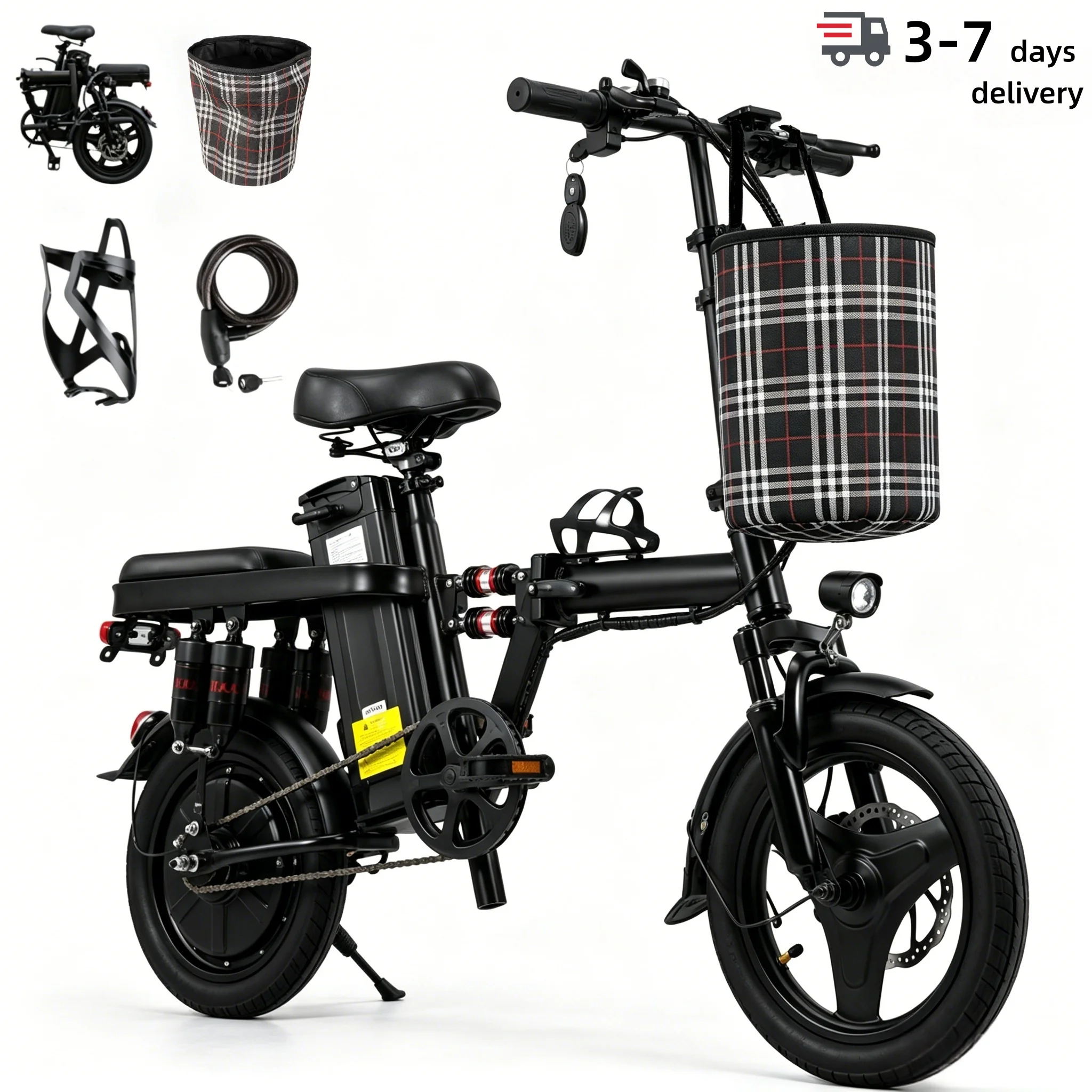 500W Folding Electric Bike, 48V 15Ah Battery - Image 1