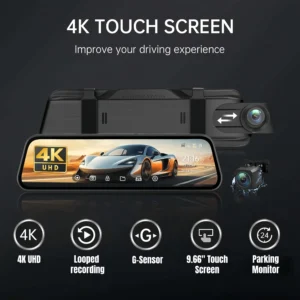 9.66" 4K Dual Lens Mirror Dash Cam - Thumbnail Image 2