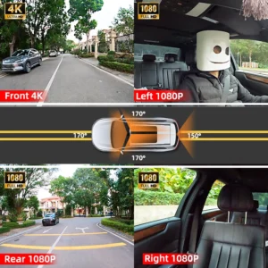 4K 360° 4-Channel Dash Cam WiFi GPS - Thumbnail Image 2
