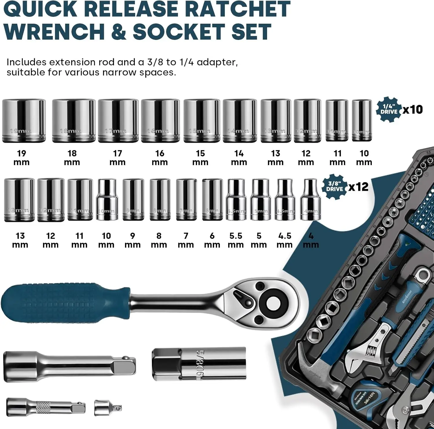 220-Piece Home Tool Kit with Toolbox - Image 4