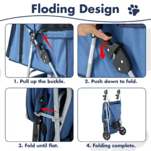 3-Wheel Foldable Pet Stroller for Dogs & Cats - Thumbnail Image 5