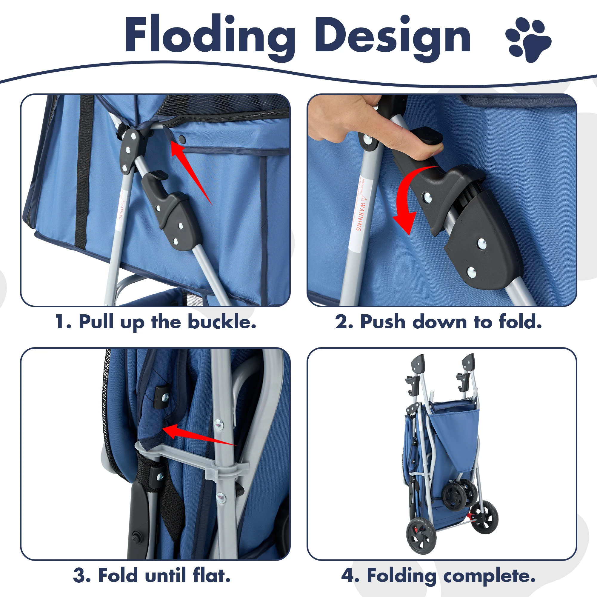 3-Wheel Foldable Pet Stroller for Dogs & Cats - Image 5