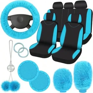 17-Piece Universal Car Seat Cover Set, Fleece - Thumbnail Image 7