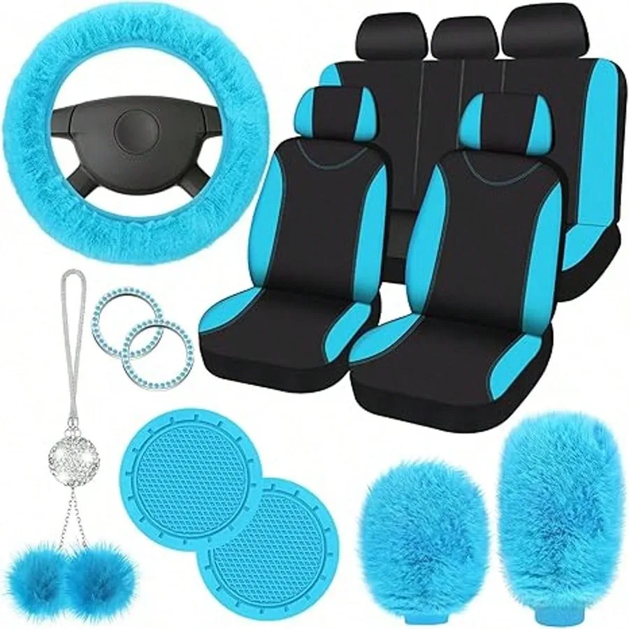 17-Piece Universal Car Seat Cover Set, Fleece - Image 7