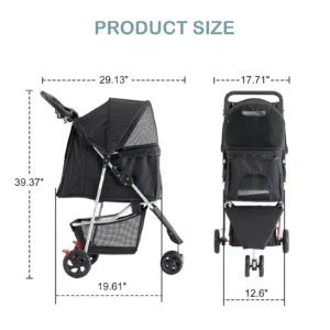 3-Wheel Foldable Pet Stroller for Dogs & Cats - Thumbnail Image 2