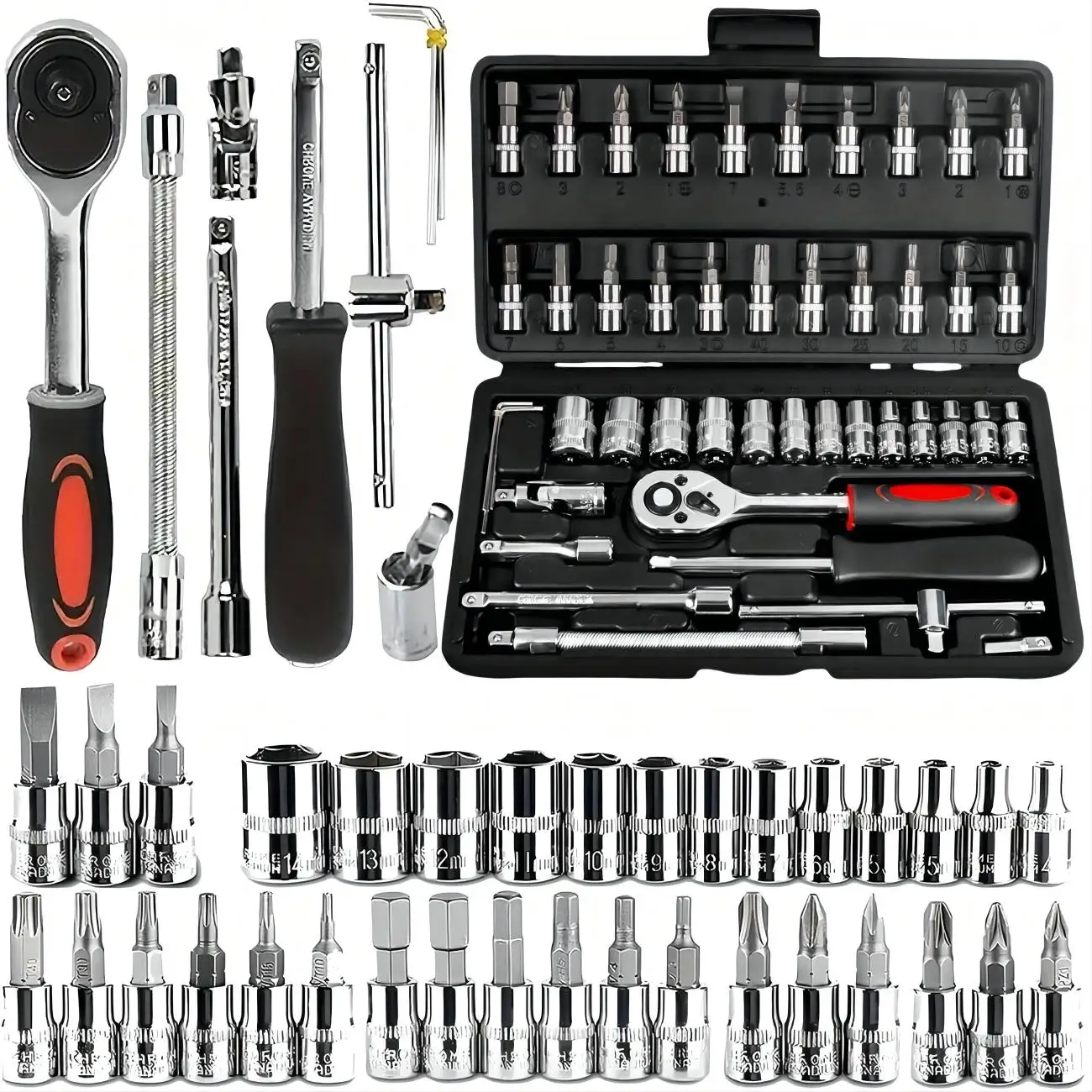 1/4" Drive Ratchet Wrench & Socket Tool Set - Image 6