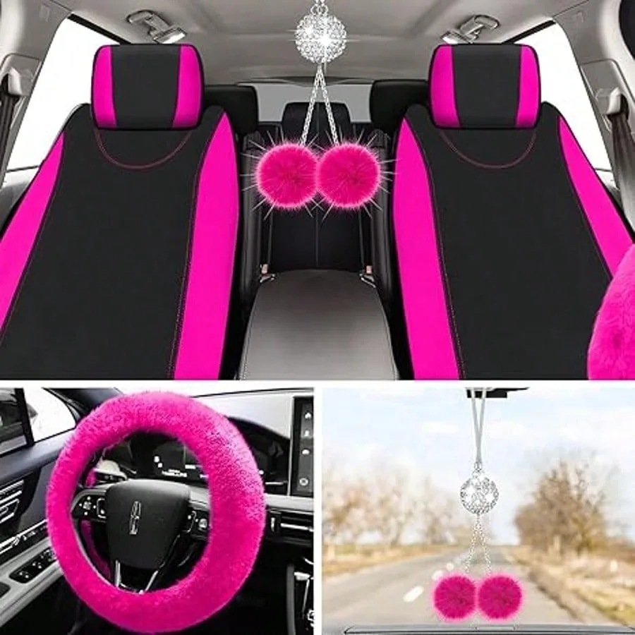 17-Piece Universal Car Seat Cover Set, Fleece - Image 3