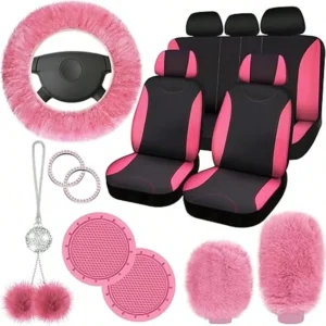 17-Piece Universal Car Seat Cover Set, Fleece - Thumbnail Image 13