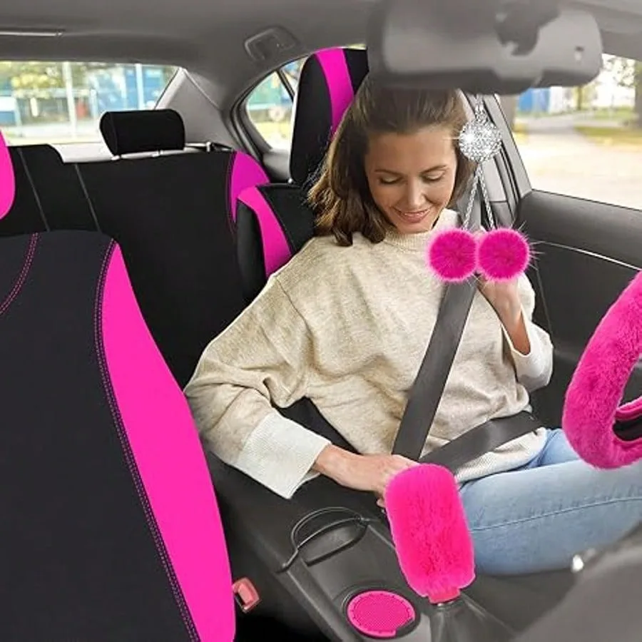 17-Piece Universal Car Seat Cover Set, Fleece - Image 5