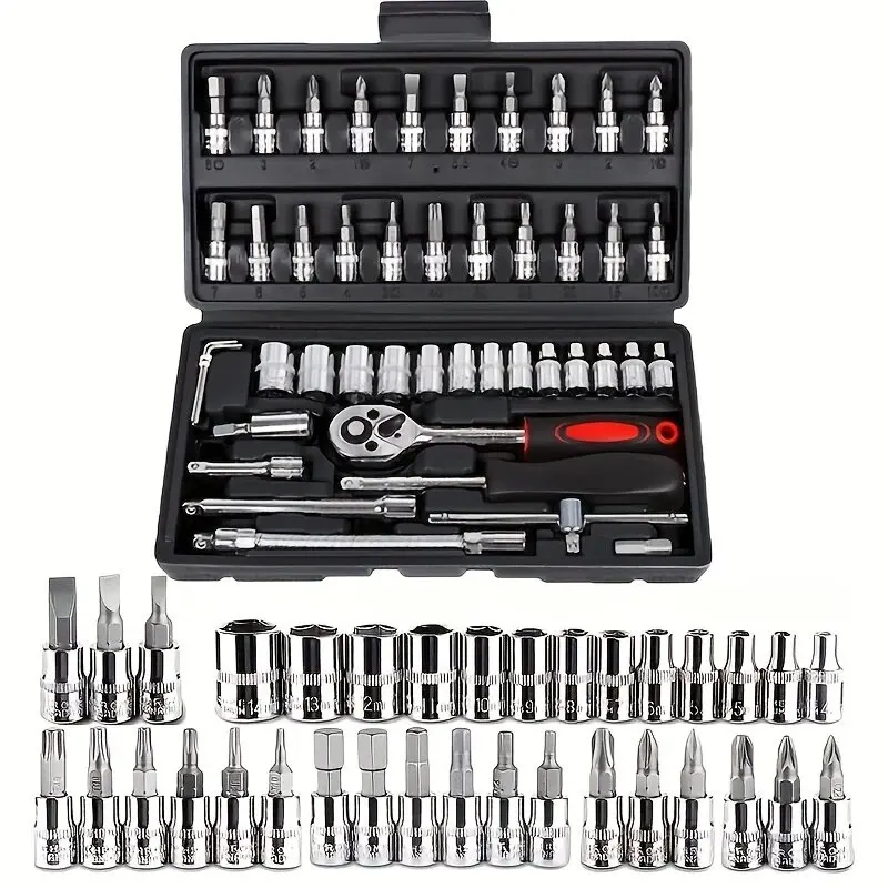 1/4" Drive Ratchet Wrench & Socket Tool Set - Image 4