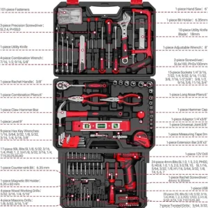 12V Cordless Drill & Home Tool Kit - Thumbnail Image 8