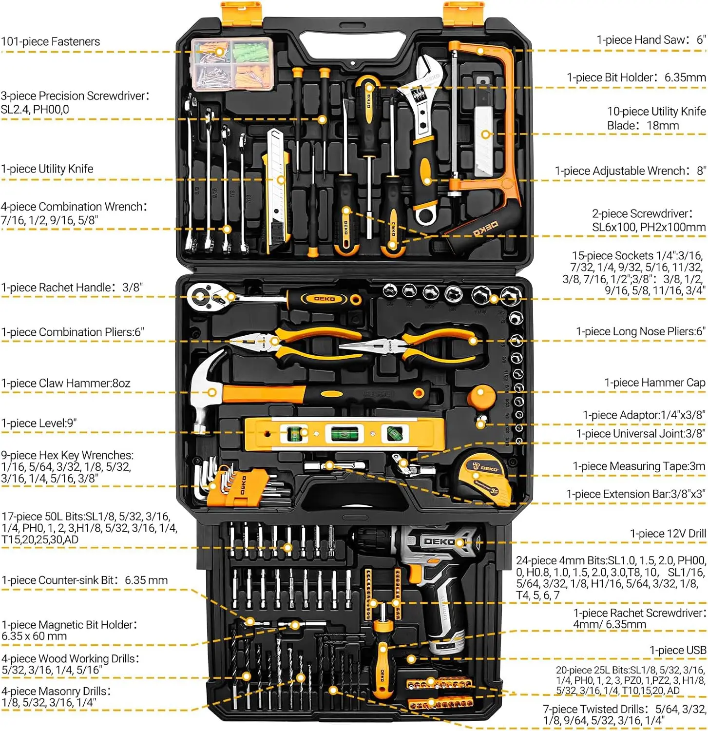 12V Cordless Drill & Home Tool Kit - Image 2